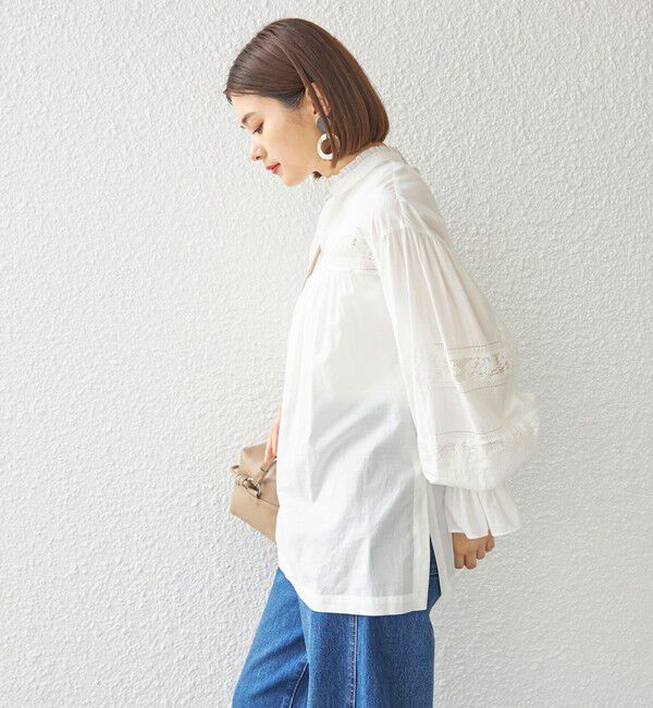 SHIPS for women「〈手洗い可能〉綿 ピコレース デザイン ブラウス ◇」|シャツ・ブラウス|