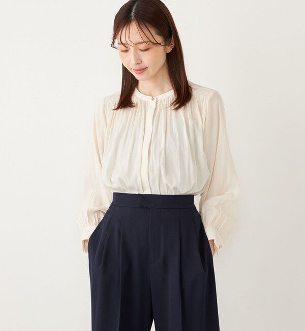SHIPS Colors 「SHIPS Colors:〈洗濯機可能〉サテン ギャザー シャツ◇」|シャツ・ブラウス|