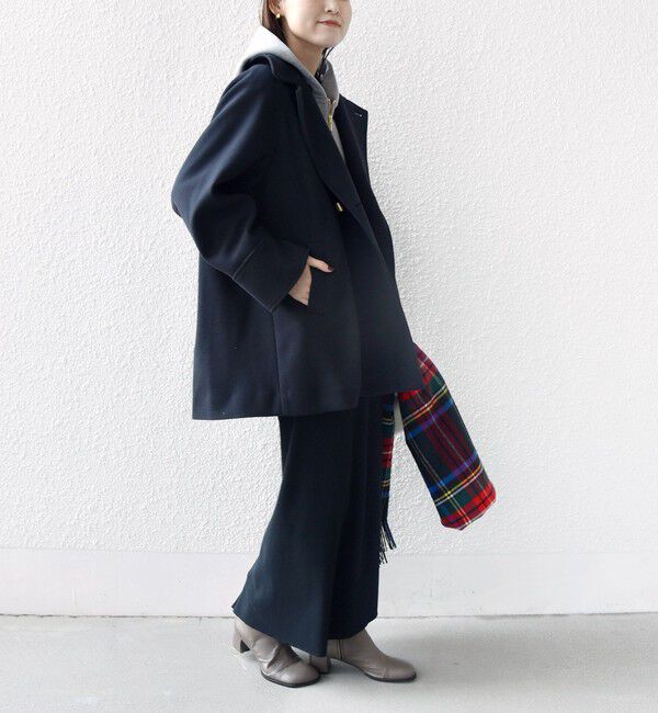 SHIPS for women「【WEB限定】〈手洗い可能〉ウール ライク ジャージー メルトン 2WAY Pコート」|ピーコート|