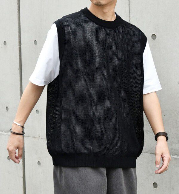 SHIPS any「SHIPS any: 〈洗濯機可能〉シアー ニット クルーネック プルオーバー ベスト◇」|ベスト・ジレ|