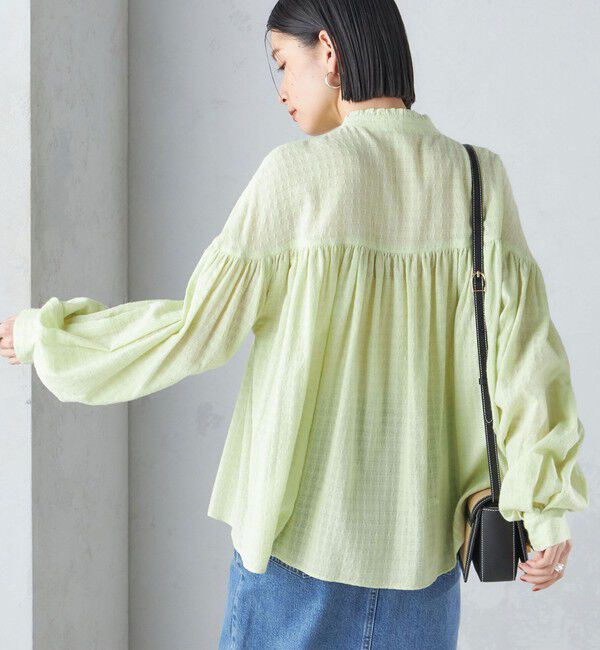 SHIPS for women「〈洗濯機可能〉スタンドフリル ボリューム ブラウス 24SS ◇」|シャツ・ブラウス|ライトグリーン
