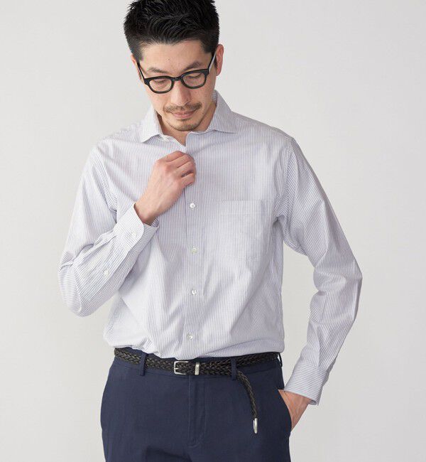 SHIPS「SHIPS: セミワイドカラー ライトオックス ロングスリーブ シャツ」|シャツ・ブラウス|グレー