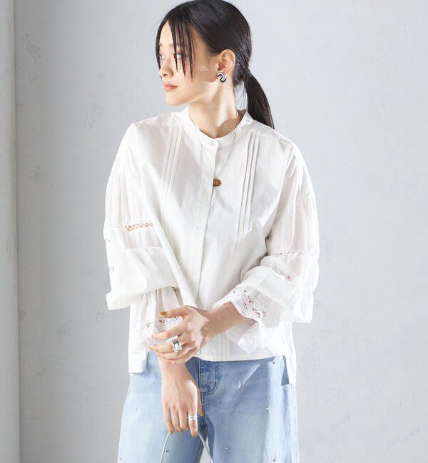 SHIPS for women「【SHIPS別注】VIOLETTE ROOM:〈手洗い可能〉レース ブラウス」|シャツ・ブラウス|