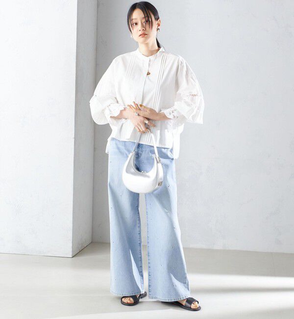 SHIPS for women「【SHIPS別注】VIOLETTE ROOM:〈手洗い可能〉レース ブラウス」|シャツ・ブラウス|