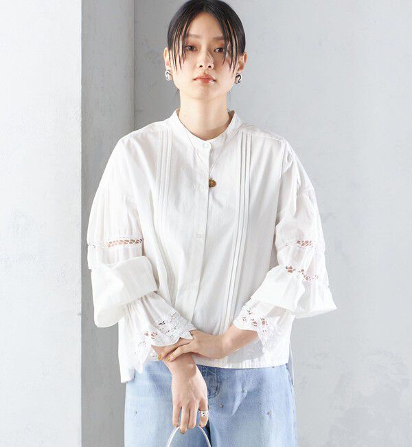 SHIPS for women「【SHIPS別注】VIOLETTE ROOM:〈手洗い可能〉レース ブラウス」|シャツ・ブラウス|