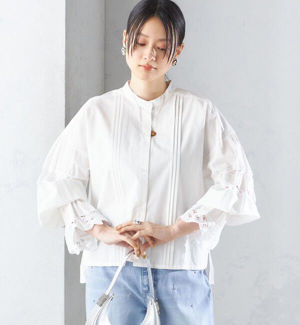 SHIPS for women「【SHIPS別注】VIOLETTE ROOM:〈手洗い可能〉レース ブラウス」|シャツ・ブラウス|