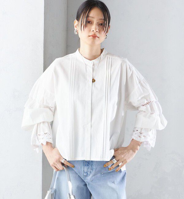 SHIPS for women「【SHIPS別注】VIOLETTE ROOM:〈手洗い可能〉レース ブラウス」|シャツ・ブラウス|