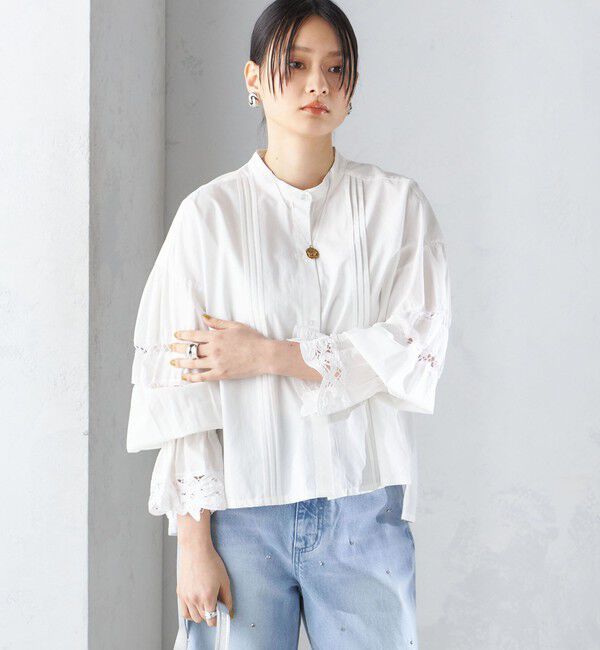 SHIPS for women「【SHIPS別注】VIOLETTE ROOM:〈手洗い可能〉レース ブラウス」|シャツ・ブラウス|