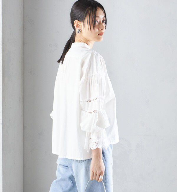 SHIPS for women「【SHIPS別注】VIOLETTE ROOM:〈手洗い可能〉レース ブラウス」|シャツ・ブラウス|