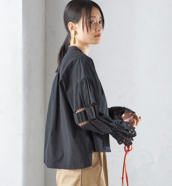 SHIPS for women「【SHIPS別注】VIOLETTE ROOM:〈手洗い可能〉レース ブラウス」|シャツ・ブラウス|