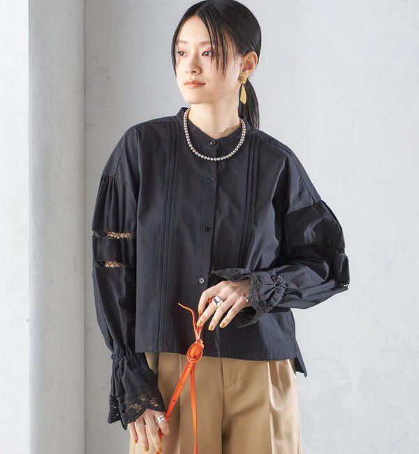 SHIPS for women「【SHIPS別注】VIOLETTE ROOM:〈手洗い可能〉レース ブラウス」|シャツ・ブラウス|