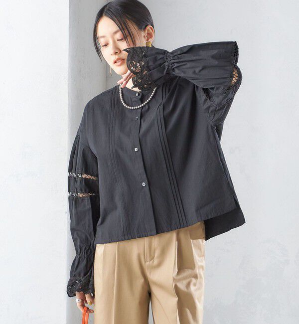 SHIPS for women「【SHIPS別注】VIOLETTE ROOM:〈手洗い可能〉レース ブラウス」|シャツ・ブラウス|