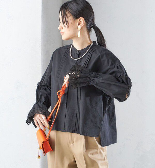 SHIPS for women「【SHIPS別注】VIOLETTE ROOM:〈手洗い可能〉レース ブラウス」|シャツ・ブラウス|