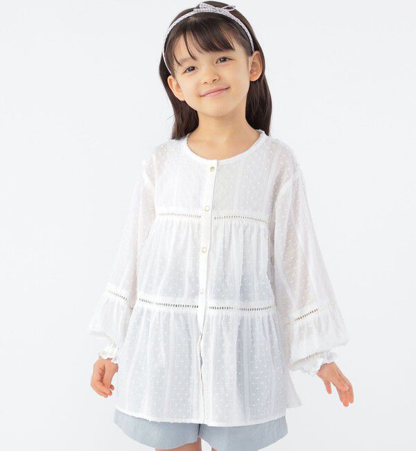 SHIPS KIDS「SHIPS KIDS:100～130cm / スナップ ボタン ティアード ブラウス」|シャツ・ブラウス|ホワイト