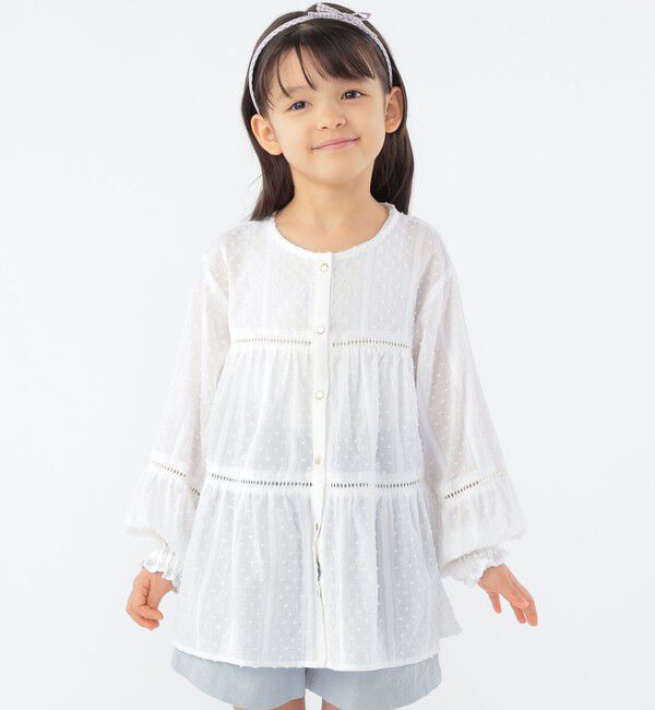 SHIPS KIDS「SHIPS KIDS:100～130cm / スナップ ボタン ティアード ブラウス」|シャツ・ブラウス|