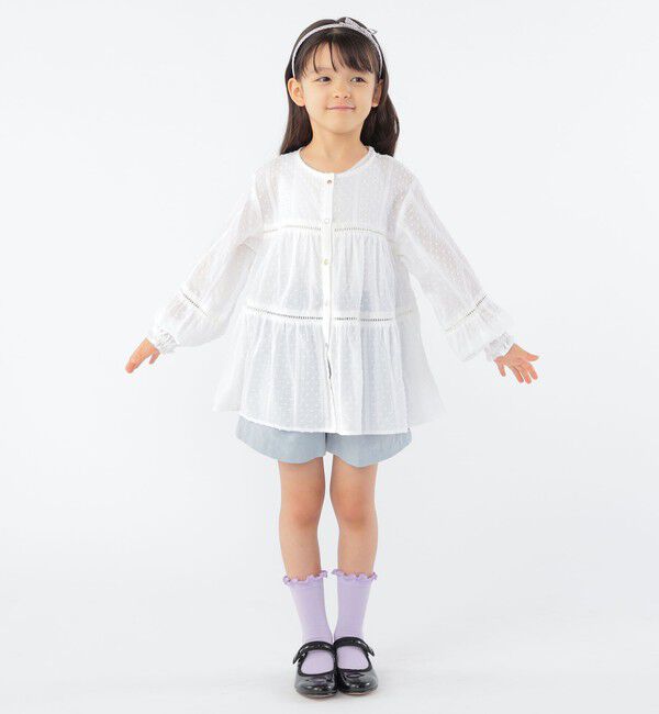 SHIPS KIDS「SHIPS KIDS:100～130cm / スナップ ボタン ティアード ブラウス」|シャツ・ブラウス|