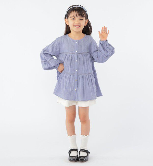 SHIPS KIDS「SHIPS KIDS:100～130cm / スナップ ボタン ティアード ブラウス」|シャツ・ブラウス|