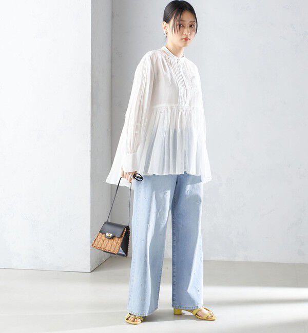 SHIPS for women「〈手洗い可能〉コットン シルク ギャザー ブラウス」|シャツ・ブラウス|