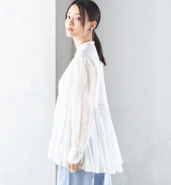 SHIPS for women「〈手洗い可能〉コットン シルク ギャザー ブラウス」|シャツ・ブラウス|
