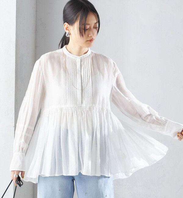 SHIPS for women「〈手洗い可能〉コットン シルク ギャザー ブラウス」|シャツ・ブラウス|