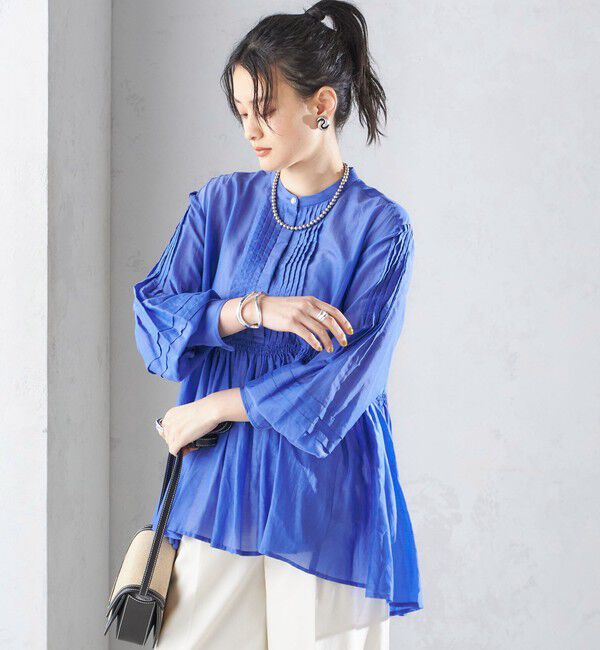 SHIPS for women「〈手洗い可能〉コットン シルク ギャザー ブラウス」|シャツ・ブラウス|