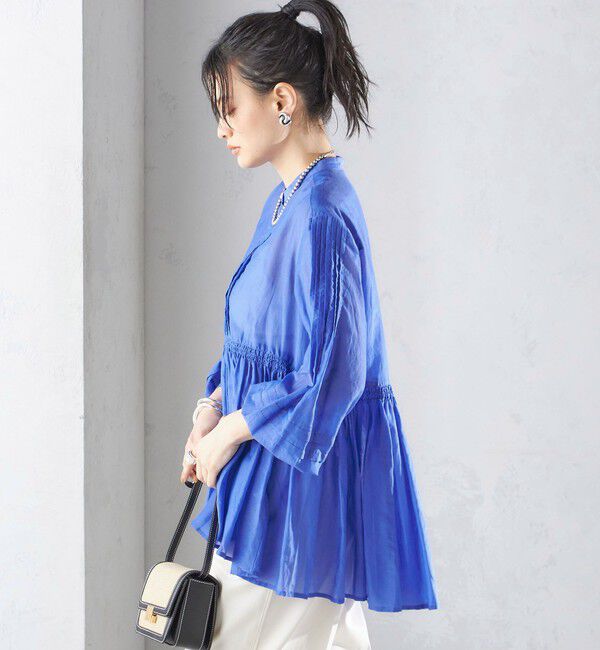 SHIPS for women「〈手洗い可能〉コットン シルク ギャザー ブラウス」|シャツ・ブラウス|