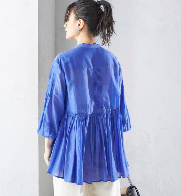 SHIPS for women「〈手洗い可能〉コットン シルク ギャザー ブラウス」|シャツ・ブラウス|