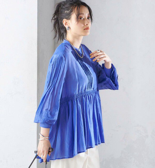 SHIPS for women「〈手洗い可能〉コットン シルク ギャザー ブラウス」|シャツ・ブラウス|