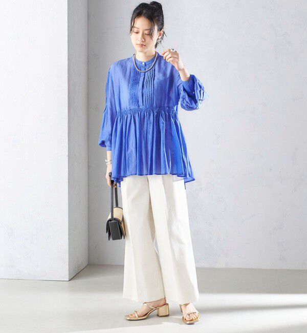 SHIPS for women「〈手洗い可能〉コットン シルク ギャザー ブラウス」|シャツ・ブラウス|