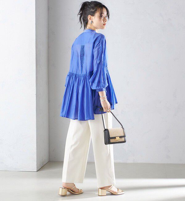 SHIPS for women「〈手洗い可能〉コットン シルク ギャザー ブラウス」|シャツ・ブラウス|