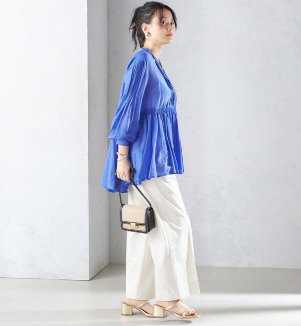 SHIPS for women「〈手洗い可能〉コットン シルク ギャザー ブラウス」|シャツ・ブラウス|