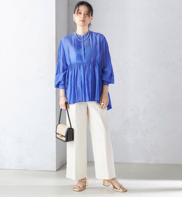 SHIPS for women「〈手洗い可能〉コットン シルク ギャザー ブラウス」|シャツ・ブラウス|