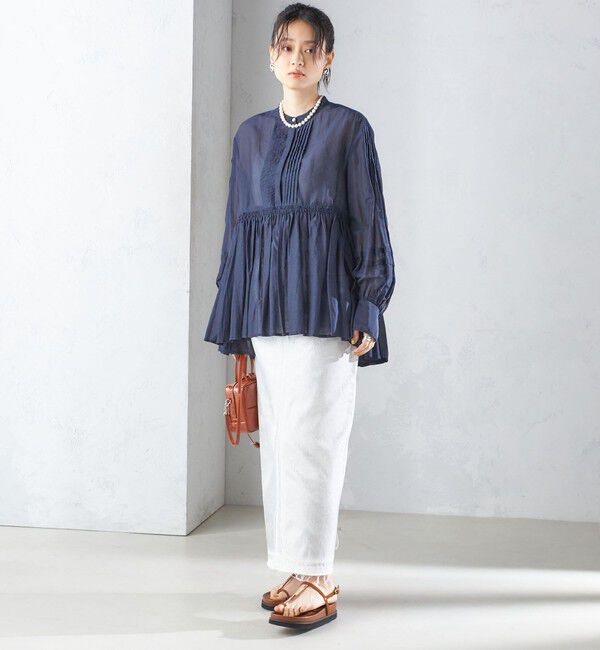 SHIPS for women「〈手洗い可能〉コットン シルク ギャザー ブラウス」|シャツ・ブラウス|
