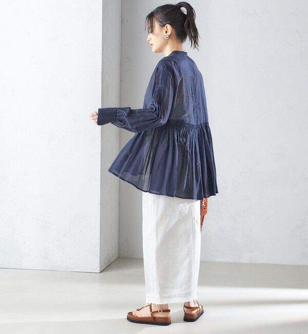 SHIPS for women「〈手洗い可能〉コットン シルク ギャザー ブラウス」|シャツ・ブラウス|