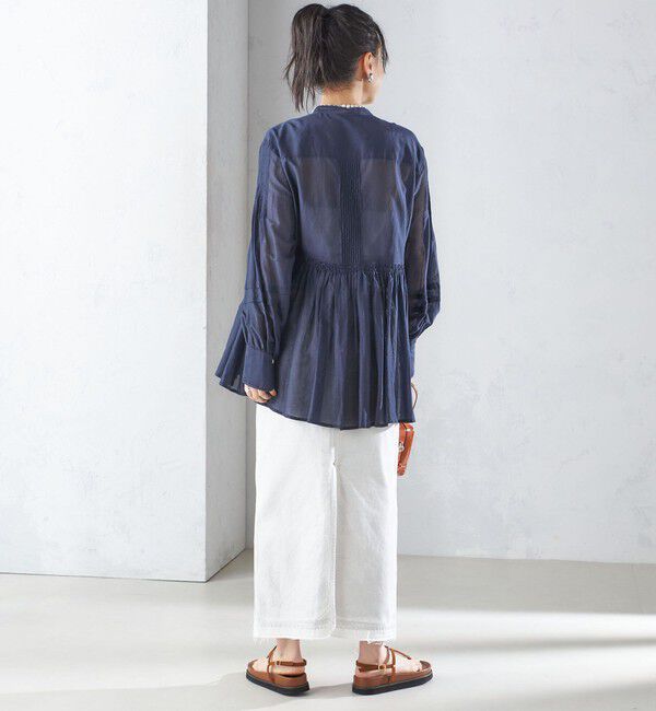SHIPS for women「〈手洗い可能〉コットン シルク ギャザー ブラウス」|シャツ・ブラウス|