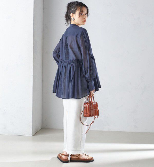 SHIPS for women「〈手洗い可能〉コットン シルク ギャザー ブラウス」|シャツ・ブラウス|