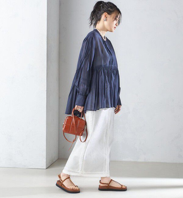 SHIPS for women「〈手洗い可能〉コットン シルク ギャザー ブラウス」|シャツ・ブラウス|