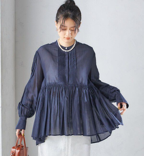 SHIPS for women「〈手洗い可能〉コットン シルク ギャザー ブラウス」|シャツ・ブラウス|