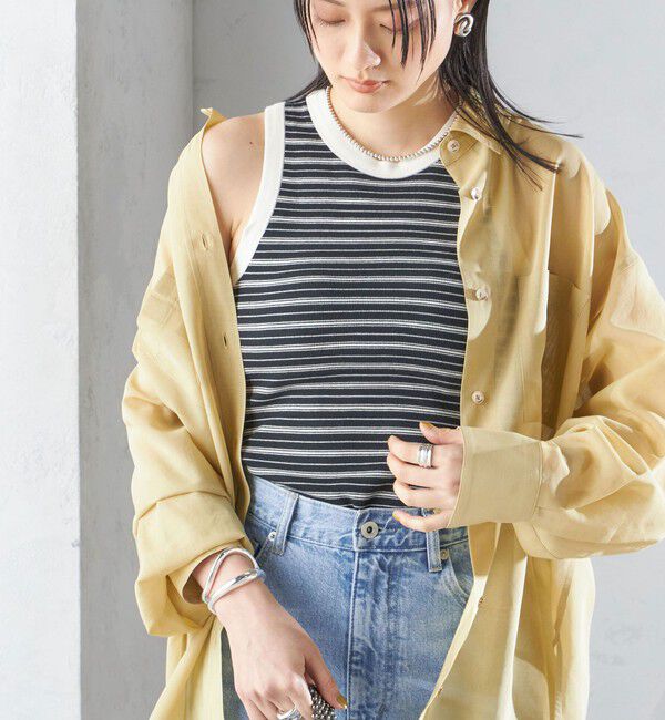 SHIPS for women「〈手洗い可能〉カップ付き リブ タンクトップ◇」|インナー|ブラック