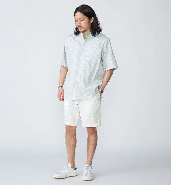 SHIPS「SHIPS: ハイカウント スーピマコットン バンドカラー ショートスリーブ シャツ」|シャツ・ブラウス|