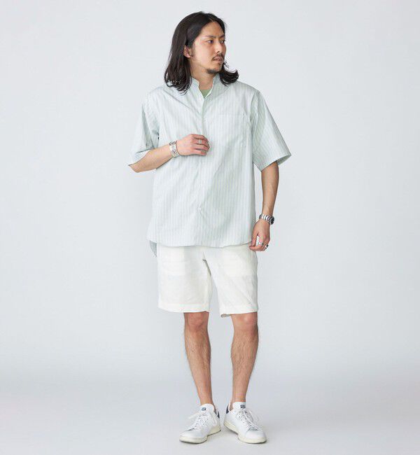 SHIPS「SHIPS: ハイカウント スーピマコットン バンドカラー ショートスリーブ シャツ」|シャツ・ブラウス|