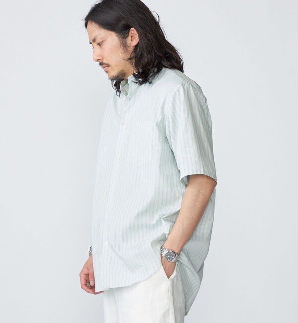 SHIPS「SHIPS: ハイカウント スーピマコットン バンドカラー ショートスリーブ シャツ」|シャツ・ブラウス|