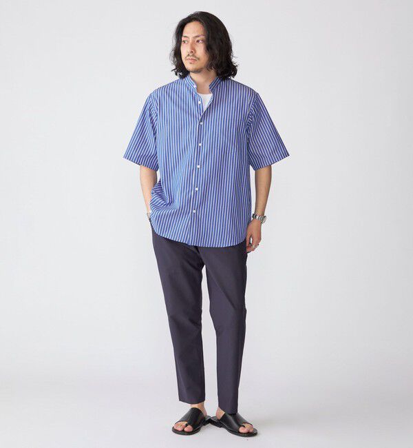 SHIPS「SHIPS: ハイカウント スーピマコットン バンドカラー ショートスリーブ シャツ」|シャツ・ブラウス|