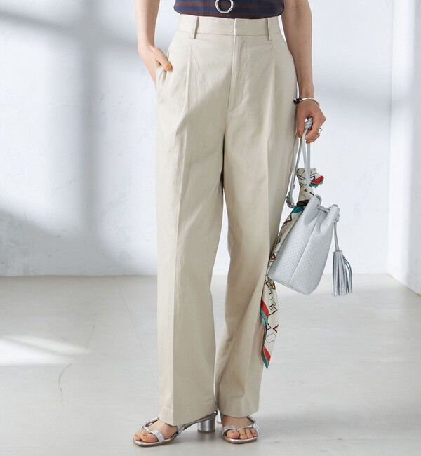 SHIPS for women「〈手洗い可能〉ストレッチ チノ タック パンツ」|チノ|