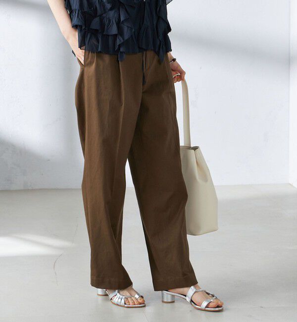 SHIPS for women「〈手洗い可能〉ストレッチ チノ タック パンツ」|チノ|