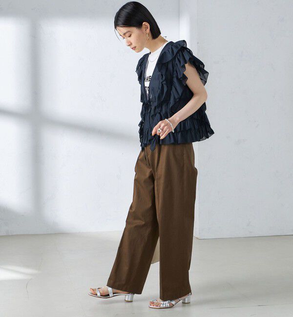 SHIPS for women「〈手洗い可能〉ストレッチ チノ タック パンツ」|チノ|