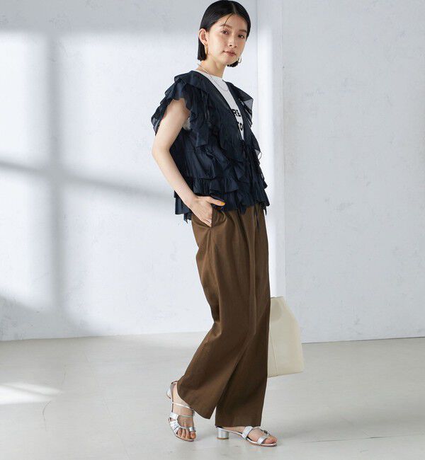 SHIPS for women「〈手洗い可能〉ストレッチ チノ タック パンツ」|チノ|