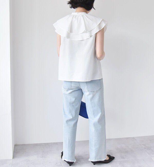 quaranciel「quaranciel:〈洗濯機可能〉ブロード ラッフル スタンドカラー ブラウス」|シャツ・ブラウス|