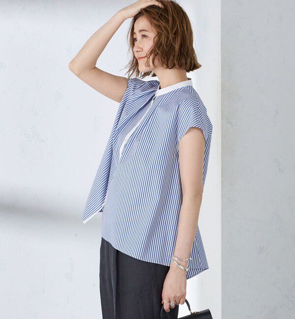 SHIPS for women「〈手洗い可能〉裾 フレア フレンチ スリーブ ブラウス」|シャツ・ブラウス|