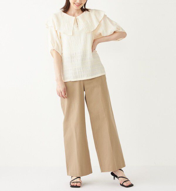 SHIPS Colors 「SHIPS Colors:〈手洗い可能〉シャーリング ビッグカラー ブラウス」|シャツ・ブラウス|